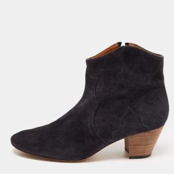 Pre Owned Isabel Marant Black Suede Dicker Ankle Boots Size 40
