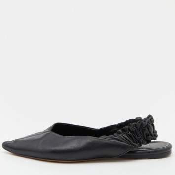 Pre Owned Isabel Marant Black Faux Leather Slingback Flat Sandals Size 39
