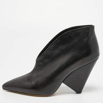 Pre Owned Isabel Marant Black Leather Adenn Ankle Booties Size 38