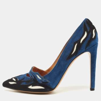 Pre Owned Isabel Marant Blue/Black Suede Kylie Pumps Size 40