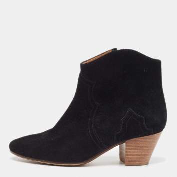 Pre Owned Isabel Marant Black Suede Dicker Ankle Boots  Size 36