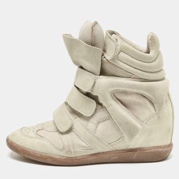 Pre Owned Isabel Marant Grey Suede Beckett Wedge Sneakers Size 39