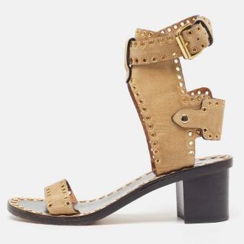 Pre Owned Isabel Marant Light Brown Suede Ankle Strap Sandals Size 37