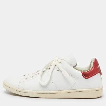 Pre Owned Isabel Marant White Leather Etoile Bart Low-Top Sneakers Size 39