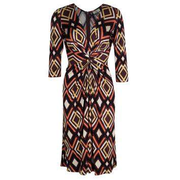 Pre Owned Issa Multicolor Geometric Printed Silk Jersey Draped Front Dress S