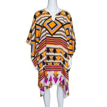 Pre Owned Issa Multicolor Printed Silk Kaftan Tunic ( Free Size )