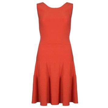 Pre Owned Issa London Blood Orange Ribbed Stretch-Knit Dress S