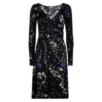 Pre Owned Issa London Black Butterfly Printed Silk Wrap Dress S