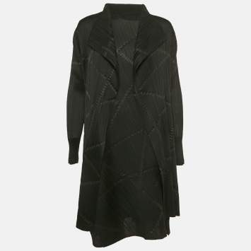 Pre Owned Pleats Please Issey Miyake Black Plisse Short Dress Set XL