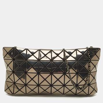 Pre Owned Issey Miyake Grey/Black PVC and Mesh Bao Bao Chain Clutch