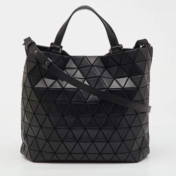 Pre Owned Issey Miyake Black Synthetic Leather and Fabric Prism Bao Bao Tote