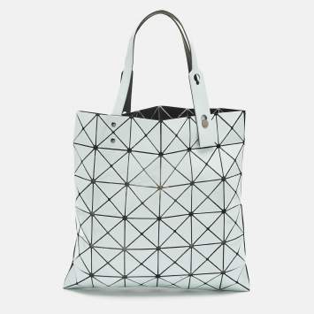 Pre Owned Issey Miyake Light Blue/Green Mesh and PVC Bao Bao Tote