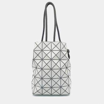Pre Owned Issey Miyake Grey White Nylon and Polyester Bao Bao Bucket Bag