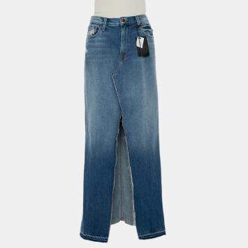 Pre Owned J Brand Blue Denim Slit Detail Distressed Trystan Maxi Skirt M