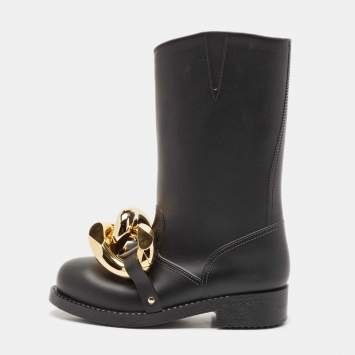 Pre Owned J.W.Anderson Black Rubber Chain Rain Boots Size 38