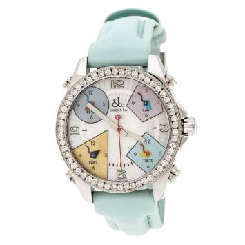 Pre Owned Jacob & Co. Multicolor Mother of Pearl Stainless Steel Diamond Five Time Zones Women's Wristwatch 40 mm