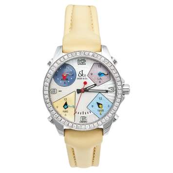 Pre Owned Jacob & Co. Multi-Color Mother of Pearl Stainless Steel Diamond Five Time Zone D-465739 Women's Wristwatch 40 mm