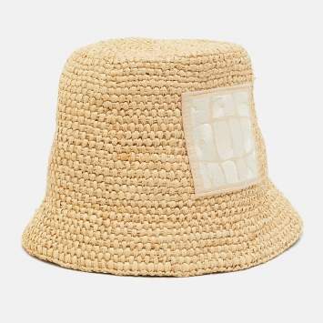Pre Owned Jacquemus Brown Raffia Le Bob Ficiu Bucket Hat
