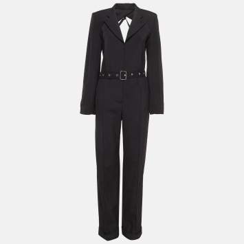 Pre Owned Jacquemus Black Wool Back Open La Combinaison Jumpsuit M