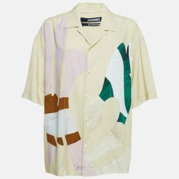 Pre Owned Jacquemus Beige Printed Crepe La Chemise Jean Shirt XXL
