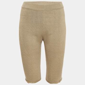 Pre Owned Jacquemus Khaki Green Linen Blend Knit Sierra Shorts L