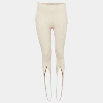 Pre Owned Jacquemus Le Collant Beige Rib Knit Stir Up Legging L