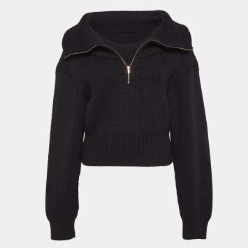 Pre Owned Jacquemus Black Wool Knit Double Layered Sweater XL