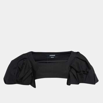 Pre Owned Jacquemus Black Wool Blend Exaggerated Sleeve Le Haut Camargue Top M