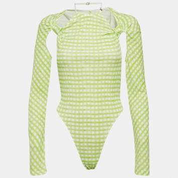 Pre Owned Jacquemus Green Checks Jersey Le Body Nodi Bodysuit M