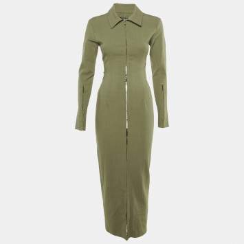 Pre Owned Jacquemus Olive Green Linen Blend Cut -Out Detail La Robe Obiou Maxi Dress S 