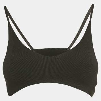 Pre Owned Jacquemus Black Rib Knit Le Bandeau Bralette Top S