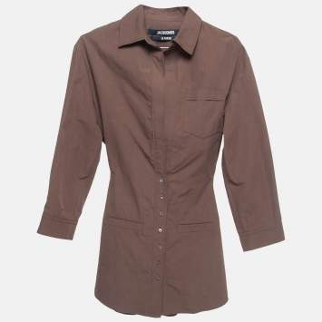 Pre Owned Jacquemus Brown La Robe Baunhilha Cotton Shirt Dress S