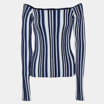 Pre Owned Jacquemus Blue Striped Wool Knit La Maille Top S
