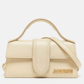 Pre Owned Jacquemus Cream Leather Le Bambino Top Handle Bag
