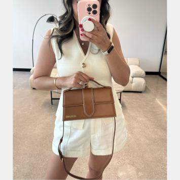 Pre Owned Jacquemus Cognac Brown Leather Le Grand Bambino Bag