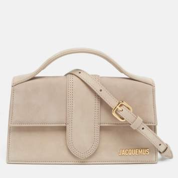 Pre Owned Jacquemus Beige Nubuck Leather Le Grand Bambino Top Handle Bag