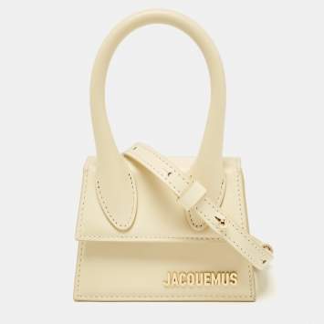 Pre Owned Jacquemus Ivory Leather Mini Le Chiquito Top Handle Bag