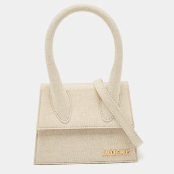 Pre Owned Jacquemus Beige Canvas Le Chiquito Moyen Top Handle Bag