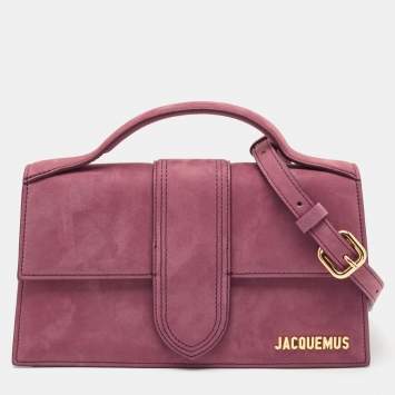 Pre Owned Jacquemus Burgundy Suede Le Grand Bambino Top Handle Bag