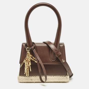 Pre Owned Jacquemus Cacao Leather Le Chiquito Moyen Cordao Top Handle Bag