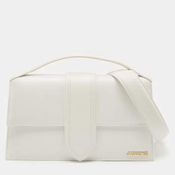 Pre Owned Jacquemus White Leather The Bambinou Top Handle Bag