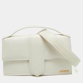 Pre Owned Jacquemus White Leather Le Bambinou Top Handle Bag