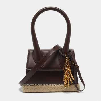 Jacquemus Cacao Leather Le Chiquito Moyen Cordao Top Handle Bag