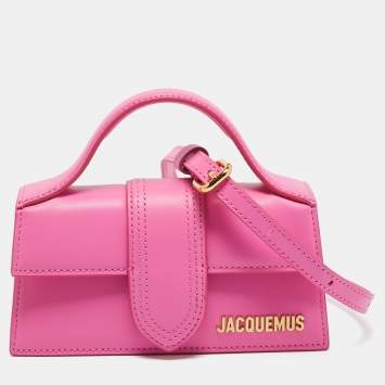 Pre Owned Jacquemus Neon Pink Leather Mini Le Bambino Top Handle Bag