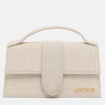 Pre Owned Jacquemus Beige Canvas Le Grand Bambino Top Handle Bag
