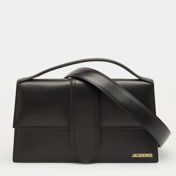 Pre Owned Jacquemus Black Leather Le Bambinou Top Handle Bag