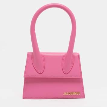 Pre Owned Jacquemus Le Chiquito Moyen Pink Leather Top Handle Bag