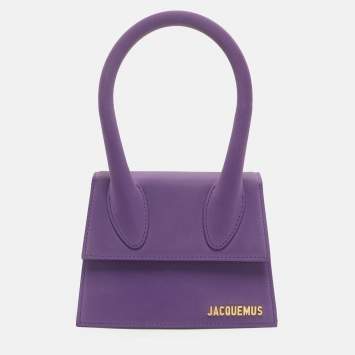 Pre Owned Jacquemus Le Chiquito Moyen Purple Leather Top Handle Bag