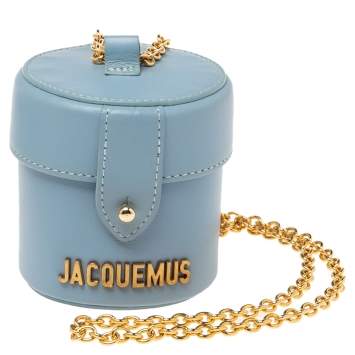 Pre Owned Jacquemus Blue Leather Mini Le Vanity Shoulder Bag