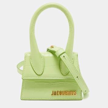 Pre Owned Jacquemus Green Croc Embossed Leather Le Chiquito Mini Bag